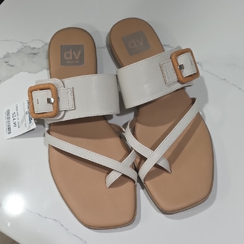 DV by Dolce Vita Women's Cream Sandals with Tan Accents